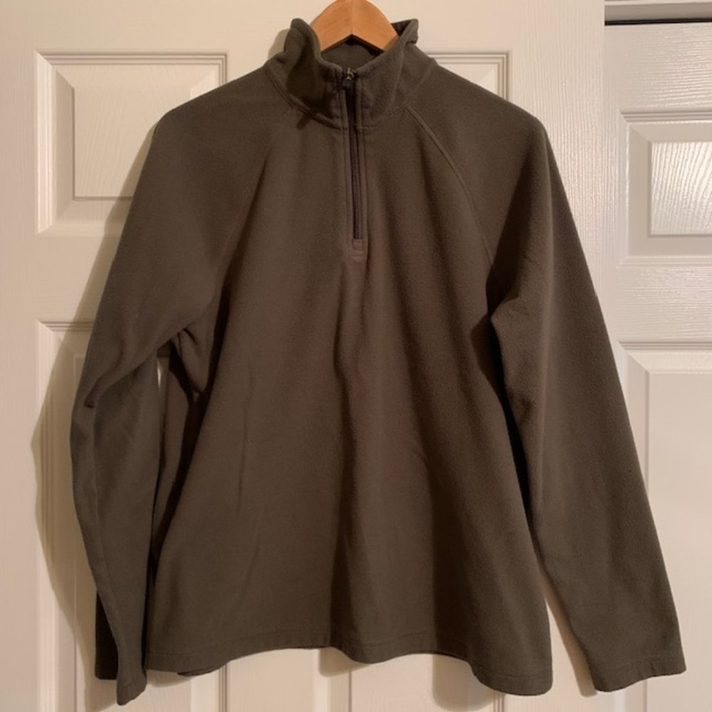 Lands' End thermacheck green fleece pullover MD